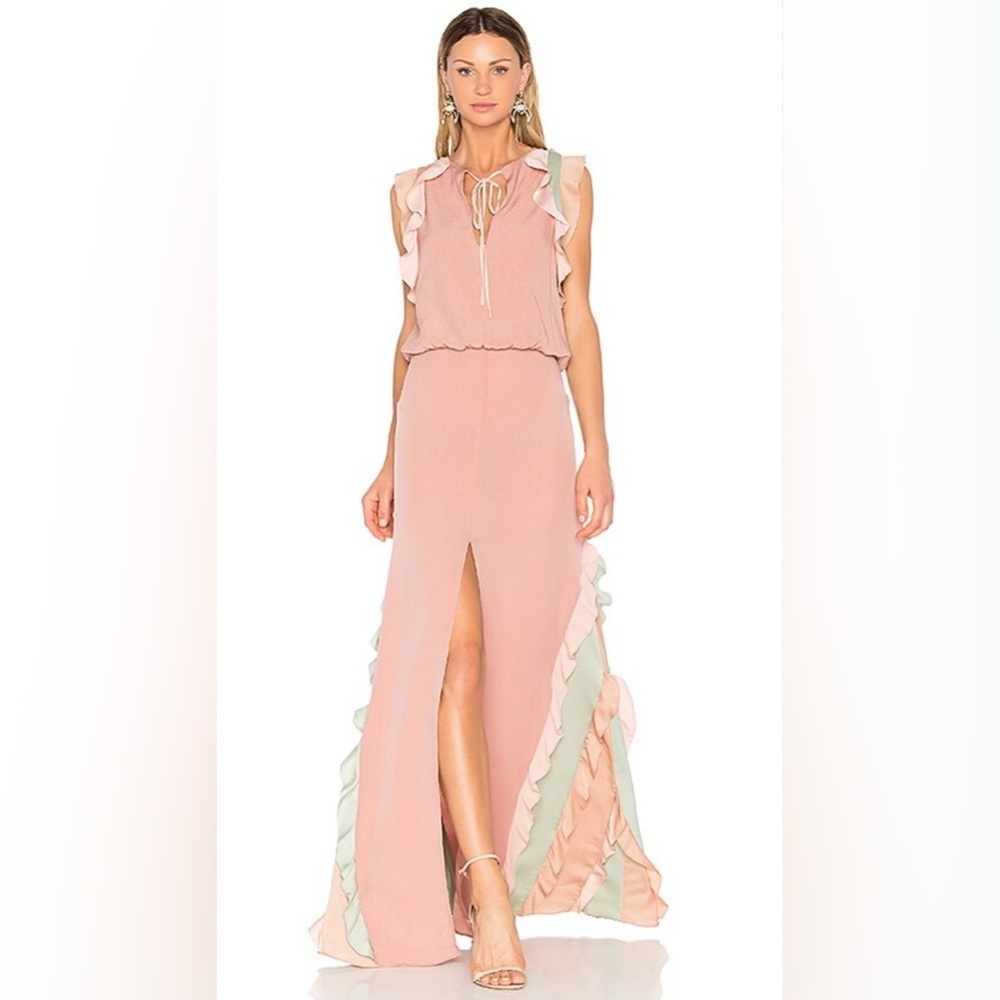 Alexis Pink Ruffle Battista Gown Maxi Dress